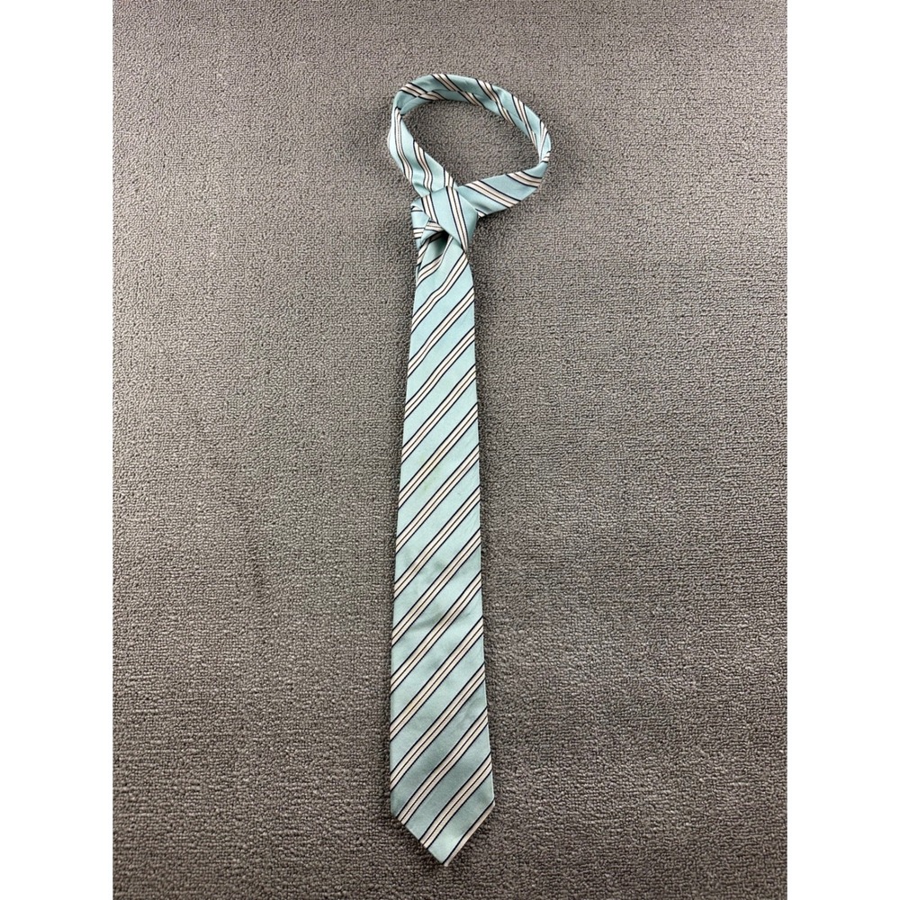 Vintage Altea Milano Neck Tie Men Blue Pink Striped Cotton Made In Italy Silk